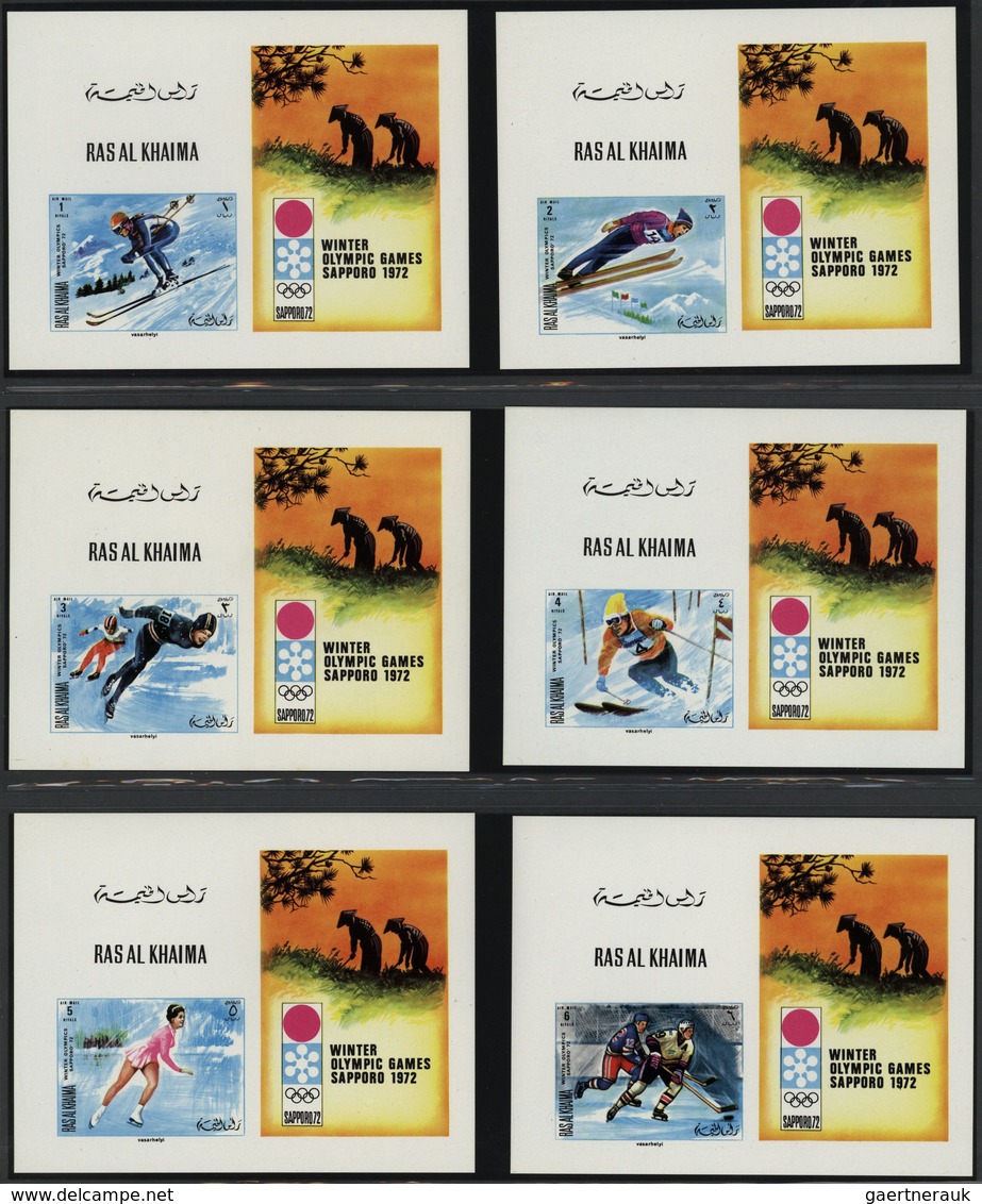 23900 Ras al Khaima: 1970, Football World Championship/Olympic Games, u/m collection incl. se-tenant gutte