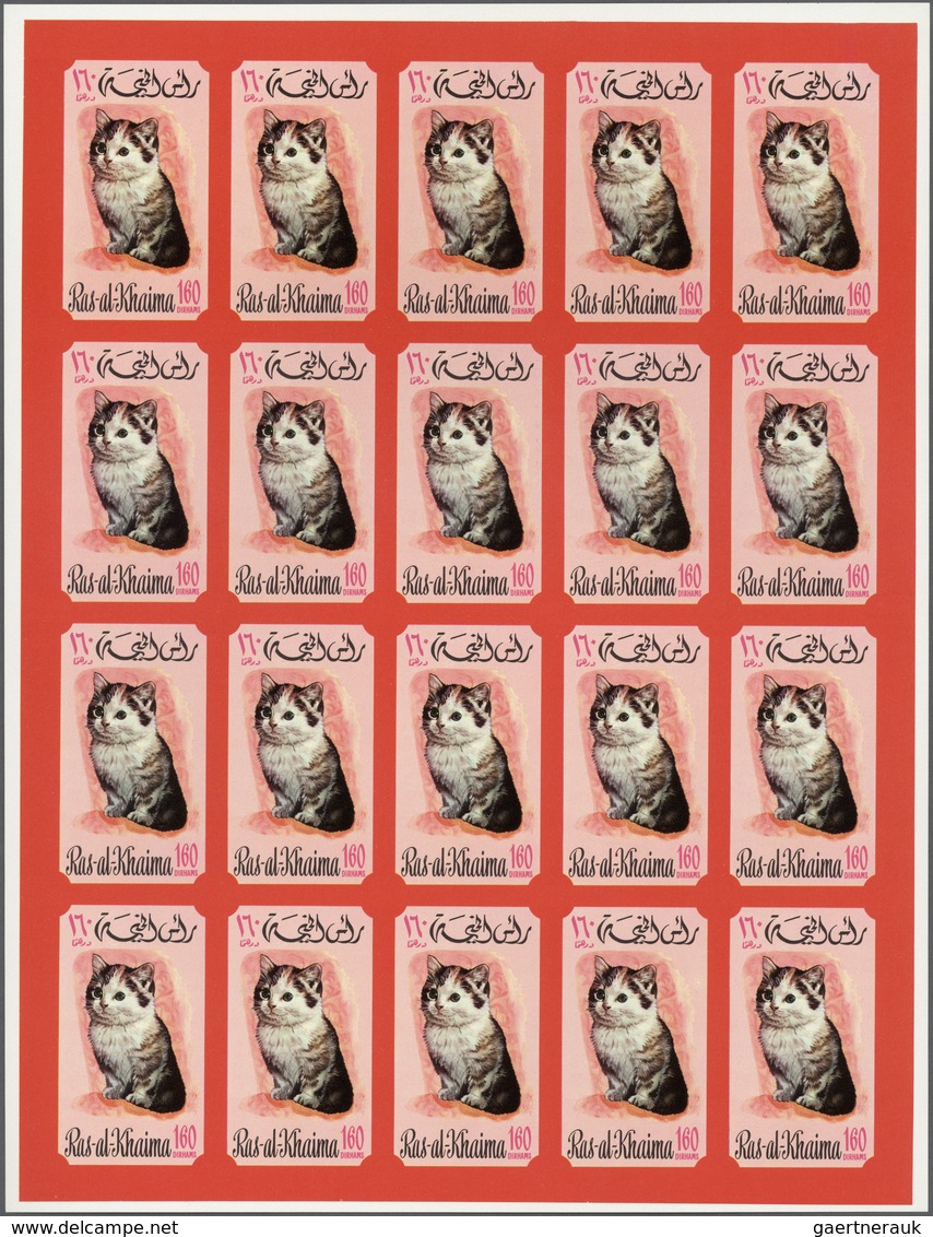 23903 Ras Al Khaima: 1971/1972, Thematic Issues "ANIMALS", U/m Assortment Of Complete Sheets With Complete - Ras Al-Khaima