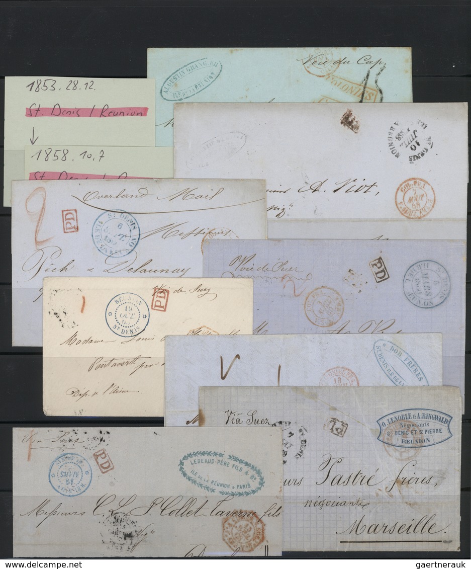 23908 Reunion: 1822/1910 (ca.), Comprehensive Collection In A Binder With Main Value In The Apprx. 86 Cove - Lettres & Documents