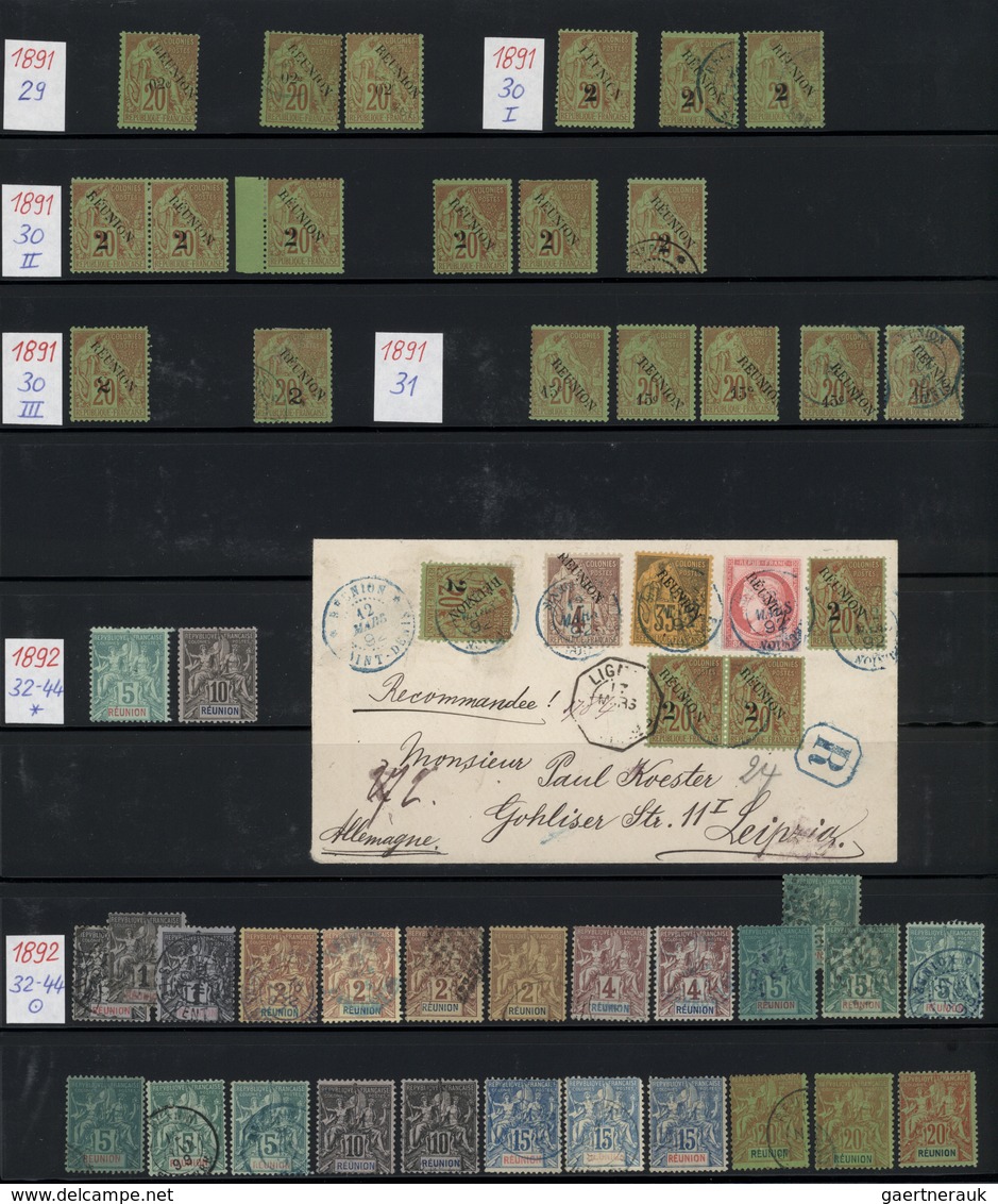 23908 Reunion: 1822/1910 (ca.), comprehensive collection in a binder with main value in the apprx. 86 cove