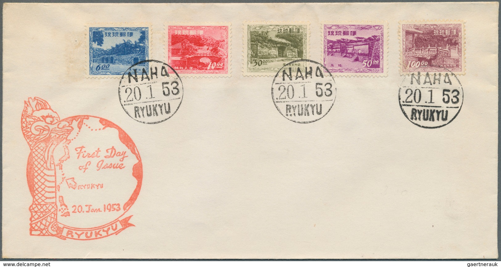 23923 Riukiu - Inseln / Ryu Kyu: 1951/59, Six Better FDC Inc. 1951 13/30 Y. Airmails, 1957/59 Airmails, 19 - Ryukyu Islands