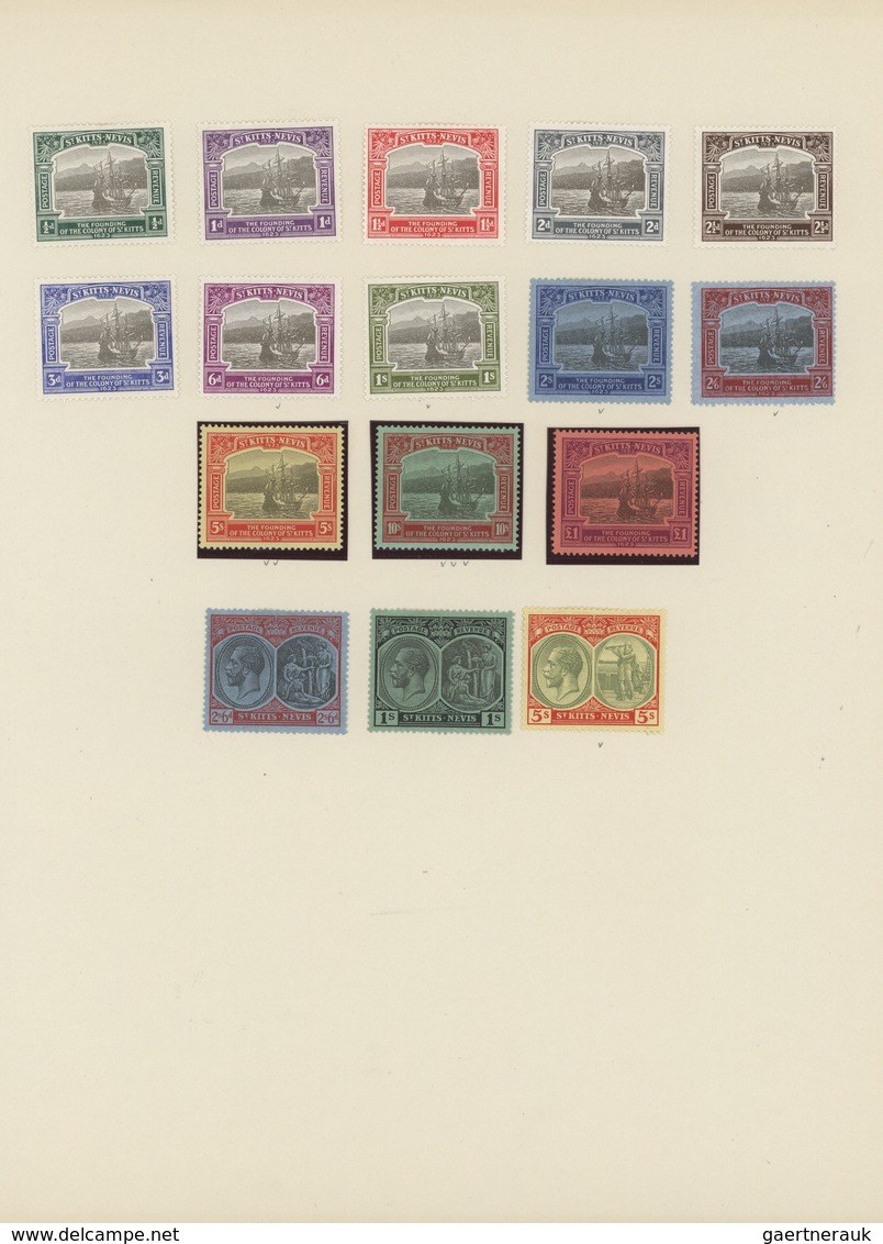 23927 St. Kitts-Nevis: 1903-1930, Collection On Three Album Leaves Including First Set Mint Hinged, SG 1-1 - St.Kitts-et-Nevis ( 1983-...)