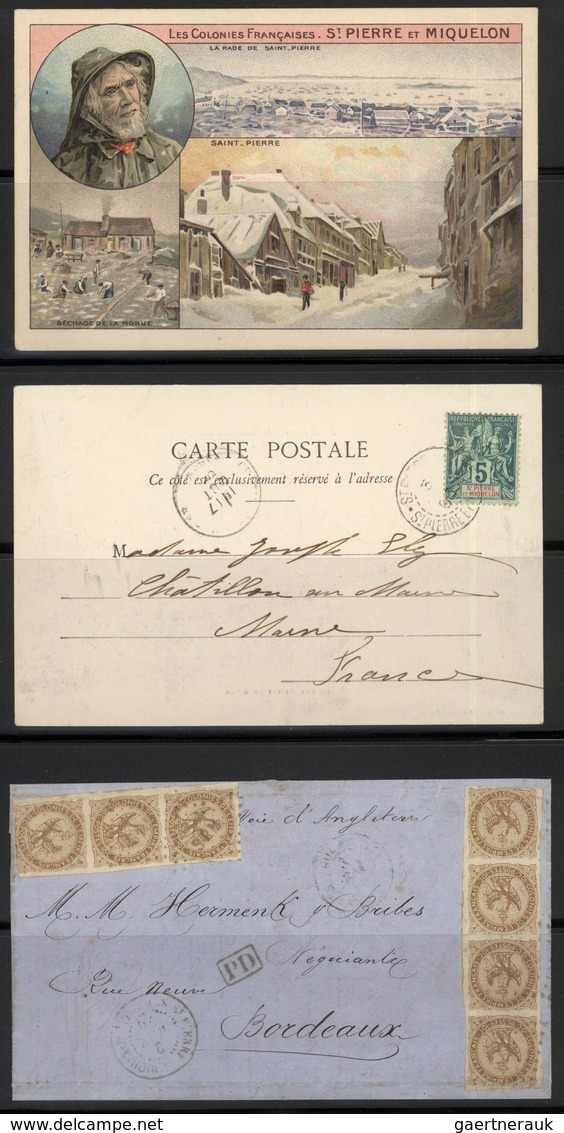 23930 St. Pierre Und Miquelon: 1870/1904, Collection On Stockpages From A 1870 Lettersheet Bearing 10c. Ea - Autres & Non Classés