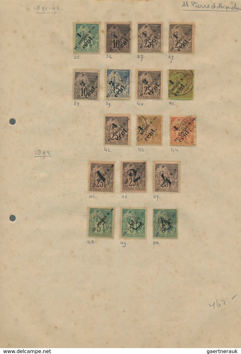 23931 St. Pierre Und Miquelon: 1885/1900 (ca.), Mainly Unused Collection On Album Pages, Comprising 25 Ove - Autres & Non Classés