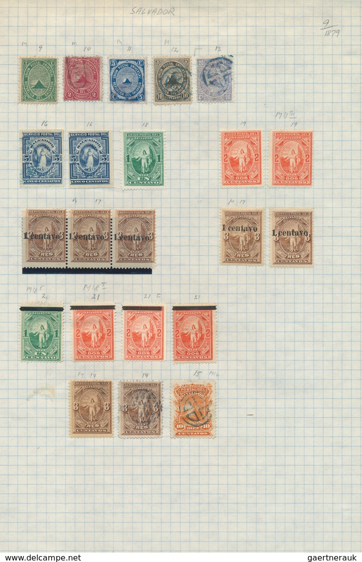 23950 El Salvador: 1867/1960 (ca.), Used And Mint Collection/accumulation On Leaves/stockpage, With Plenty - Salvador