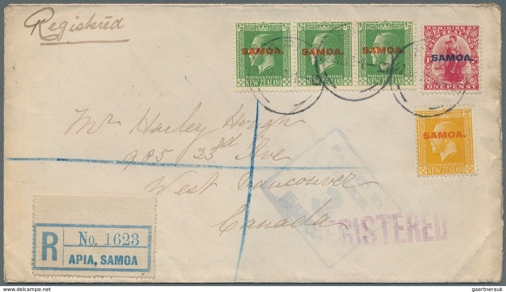 23953 Samoa: 1916/1919, Lot Of Four Better Covers (single Lots), Incl. 1916 Cover American Samoa, Nice Gro - Samoa