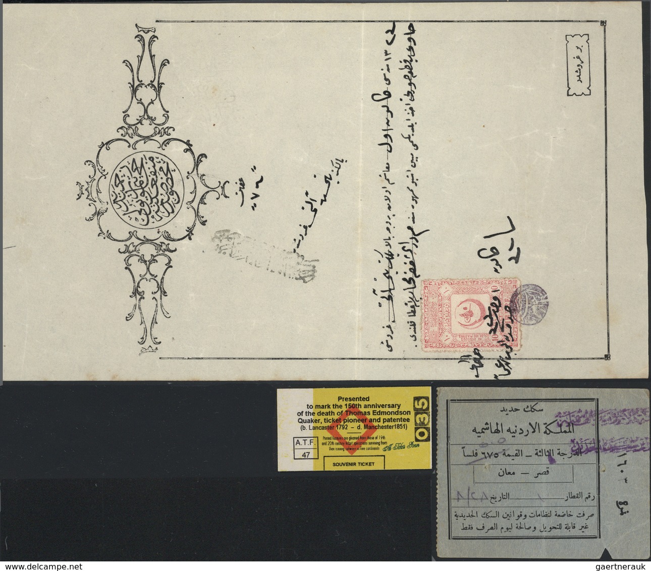 23965 Saudi-Arabien: 1900-20, HEJAZ RAILWAY : Documents, receipts, postcards, revenues, maps, photographs,