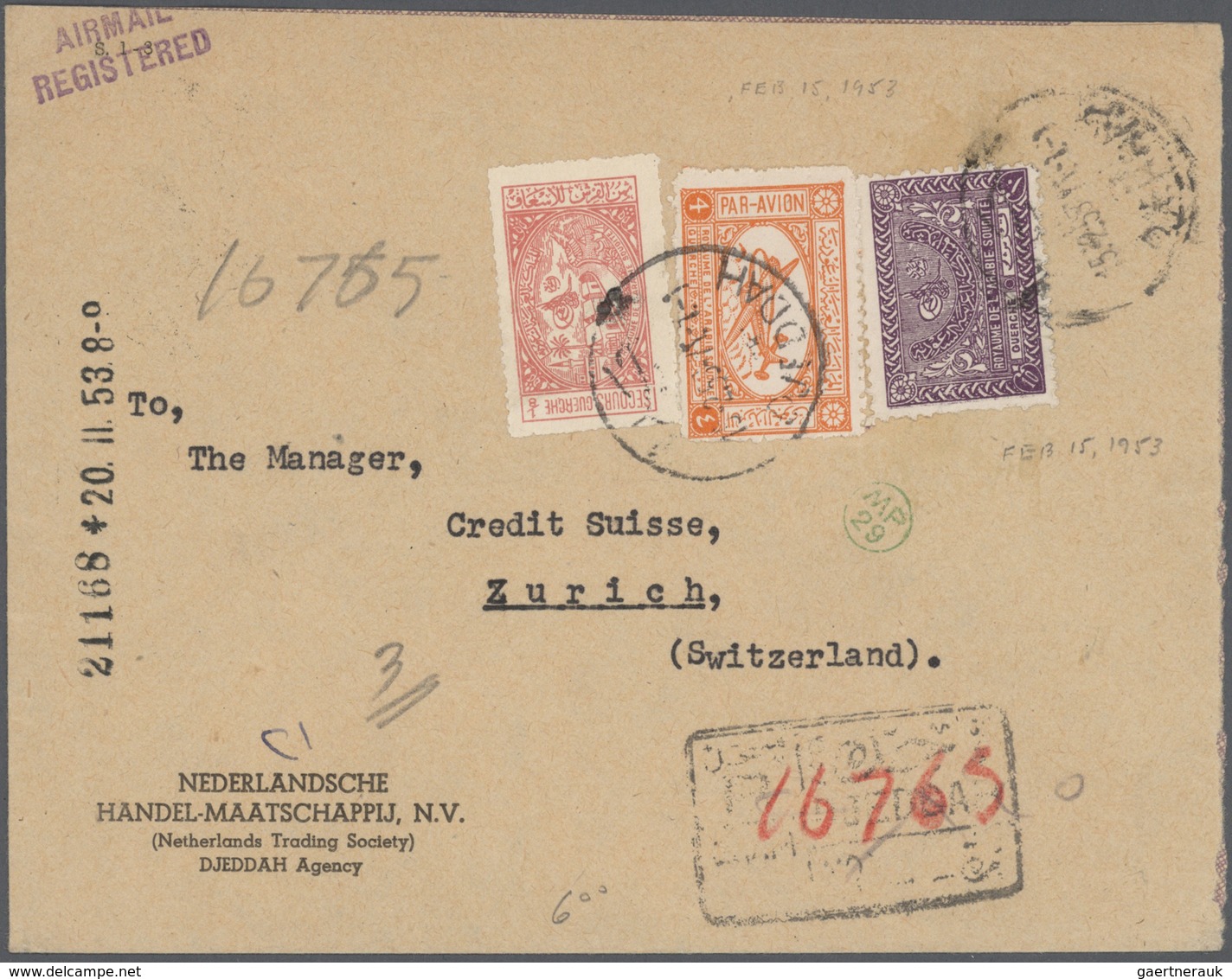 23979 Saudi-Arabien: 1947-75, 36 Covers Including Registered Mail And Air Mails, Attractive Frankings. - Arabie Saoudite