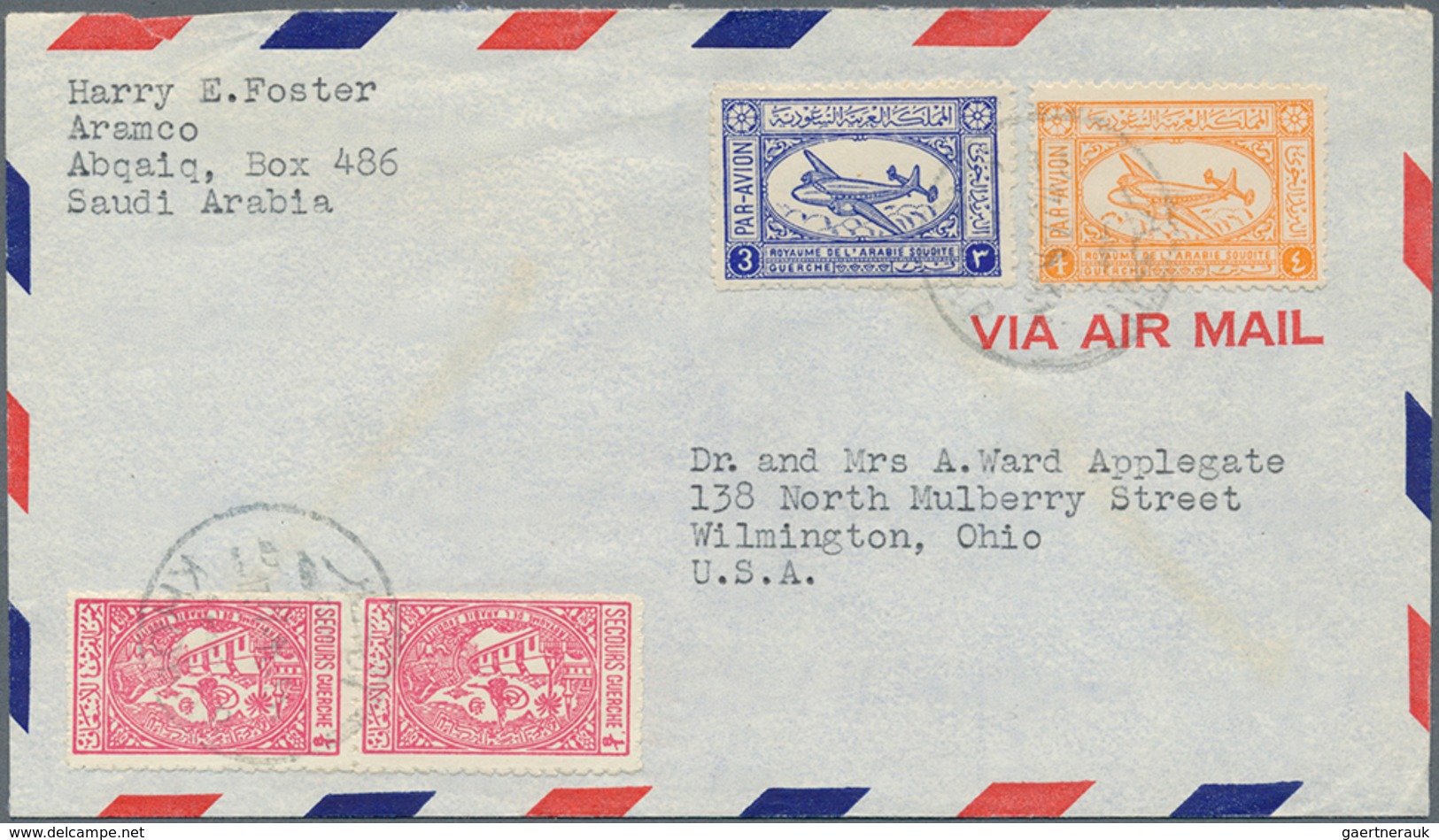 23979 Saudi-Arabien: 1947-75, 36 Covers Including Registered Mail And Air Mails, Attractive Frankings. - Arabie Saoudite