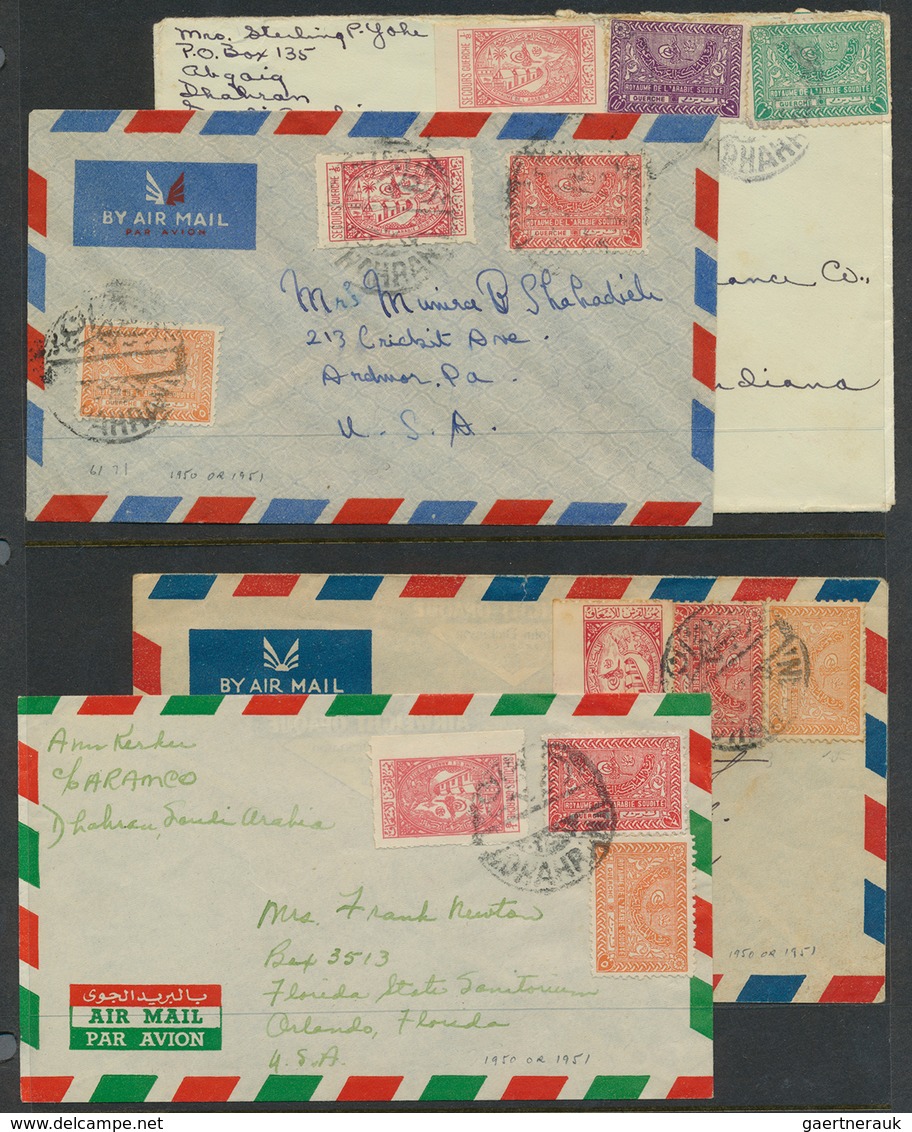 23979 Saudi-Arabien: 1947-75, 36 Covers including registered mail and air mails, attractive frankings.