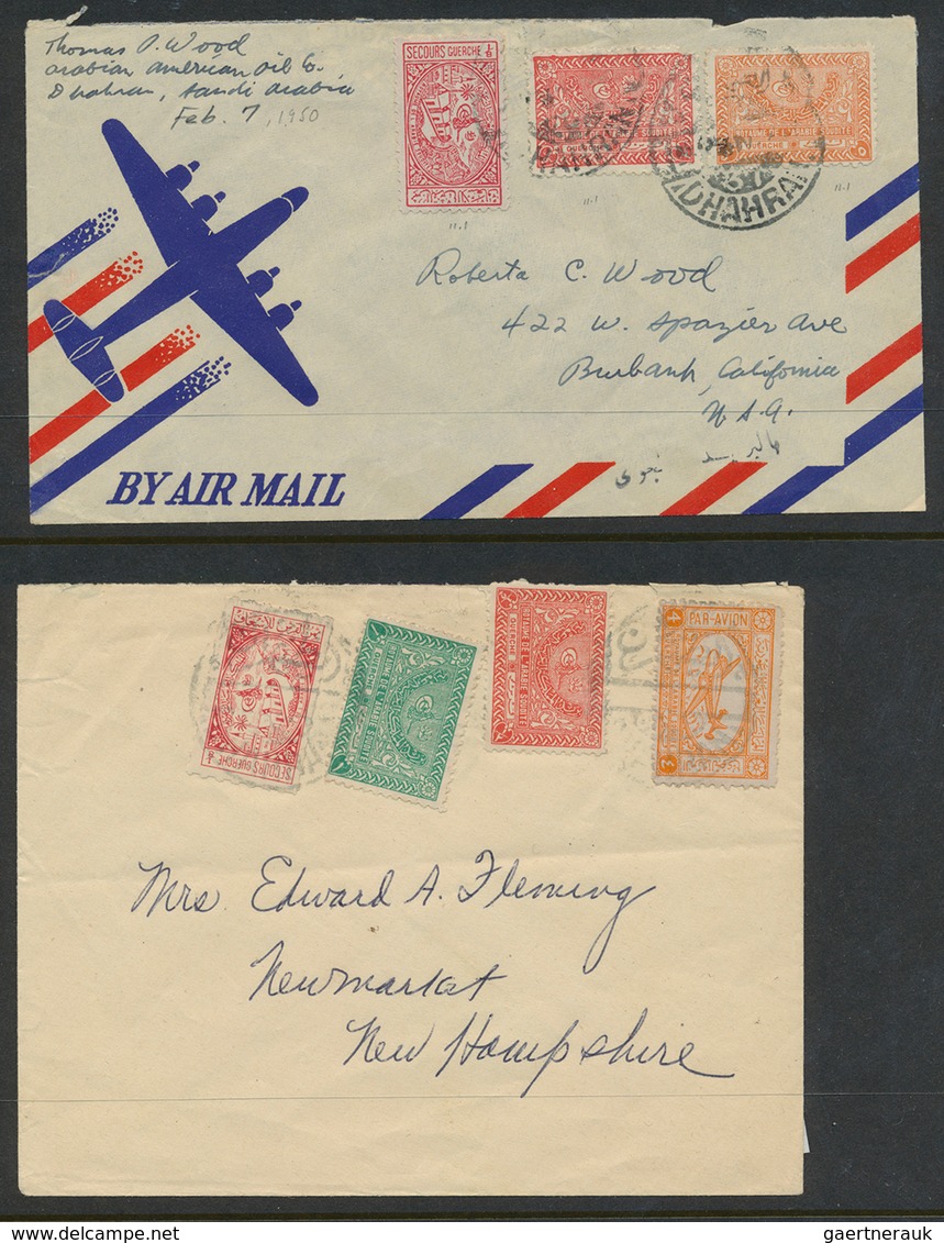 23979 Saudi-Arabien: 1947-75, 36 Covers including registered mail and air mails, attractive frankings.