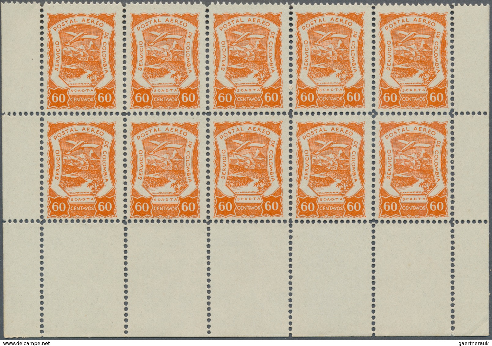 24000 SCADTA - Ausgaben Für Kolumbien: 1923, SERVICIO POSTAL AEREO DE COLOMBIA 60c. Orange-red In An Inves - Colombie