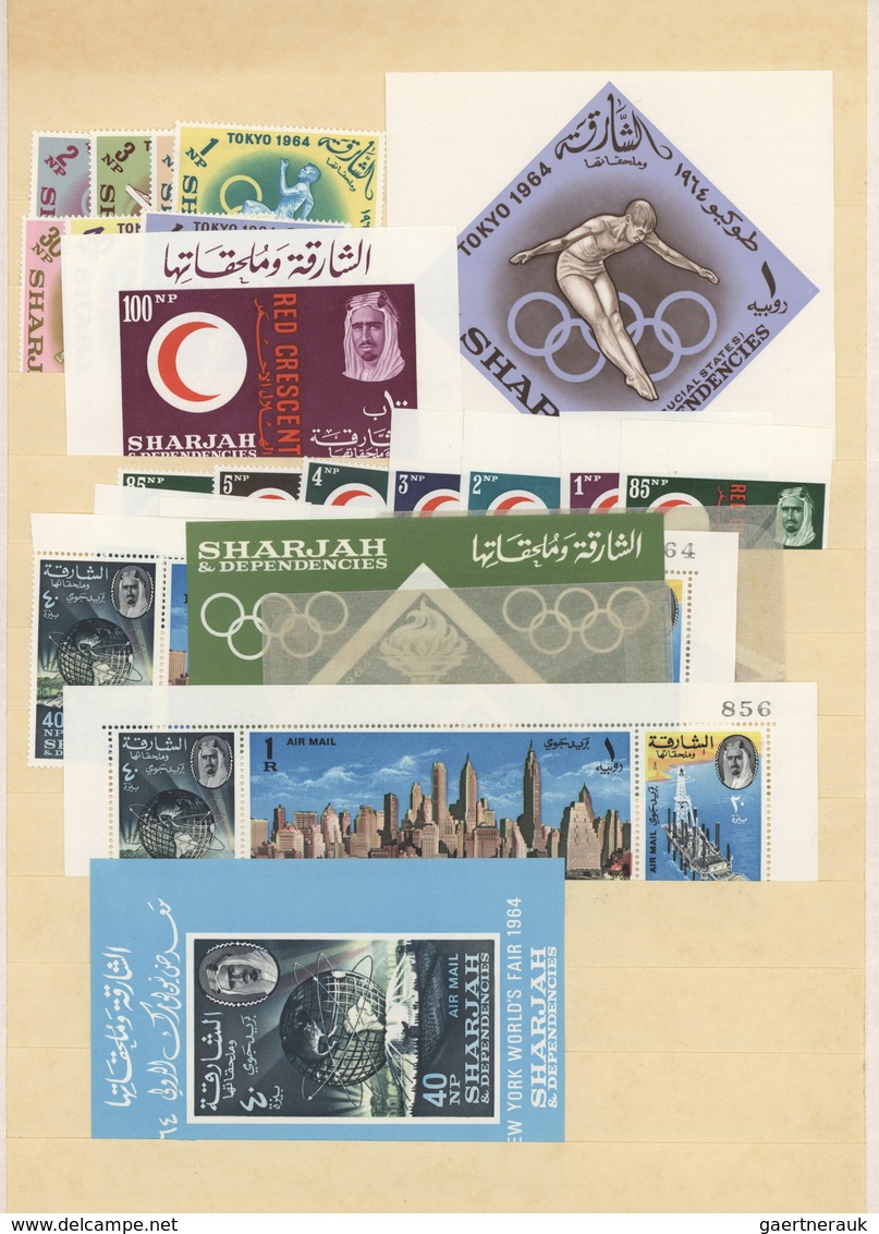 24010 Schardscha / Sharjah: 1963/1972, mint and used collection/accumulation in a binder with plenty of ma