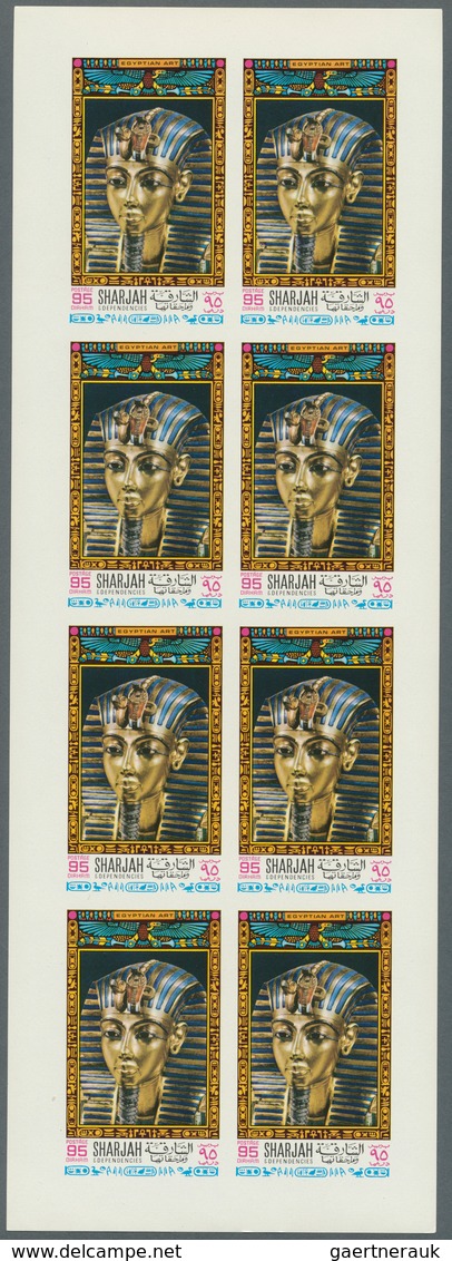 24021 Schardscha / Sharjah: 1968, Ancient Egyptian Art, U/m Accumulation Of Imperf. Sheets (eight Stamps E - Sharjah
