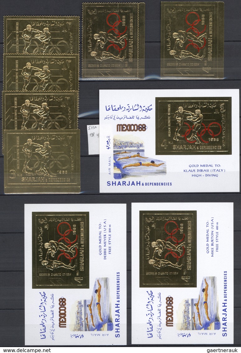 24025 Schardscha / Sharjah: 1969/1972, GOLD And SILVER Issues, U/m Accumulation Of Apprx. 200 Souvenir She - Sharjah