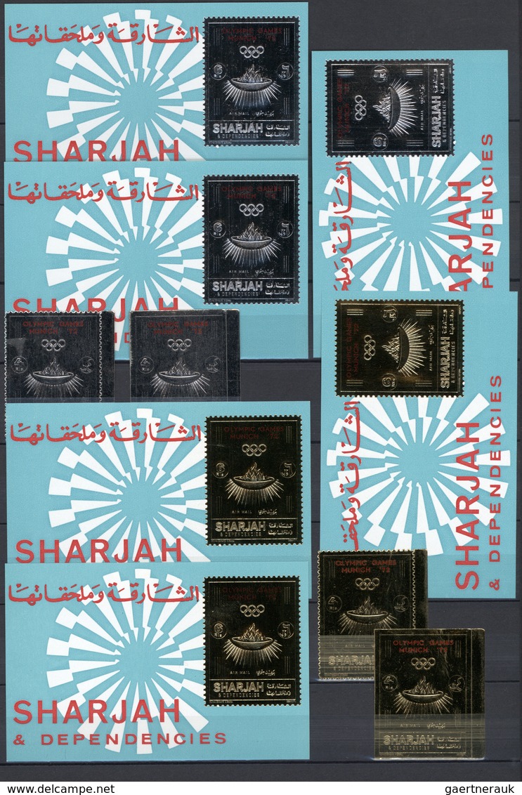 24025 Schardscha / Sharjah: 1969/1972, GOLD And SILVER Issues, U/m Accumulation Of Apprx. 200 Souvenir She - Sharjah