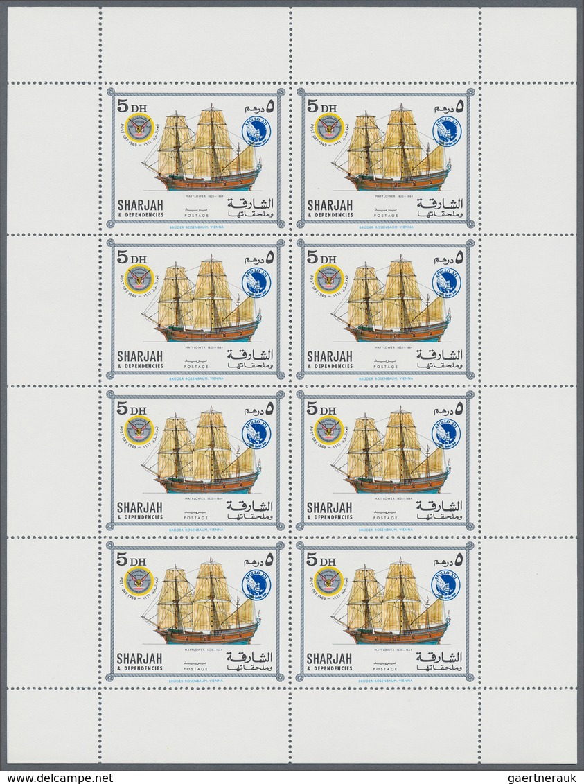 24026 Schardscha / Sharjah: 1969, Sailing Ships With Opt. Of Blue APOLLO 12 Emblem In An Investment Lot Wi - Sharjah