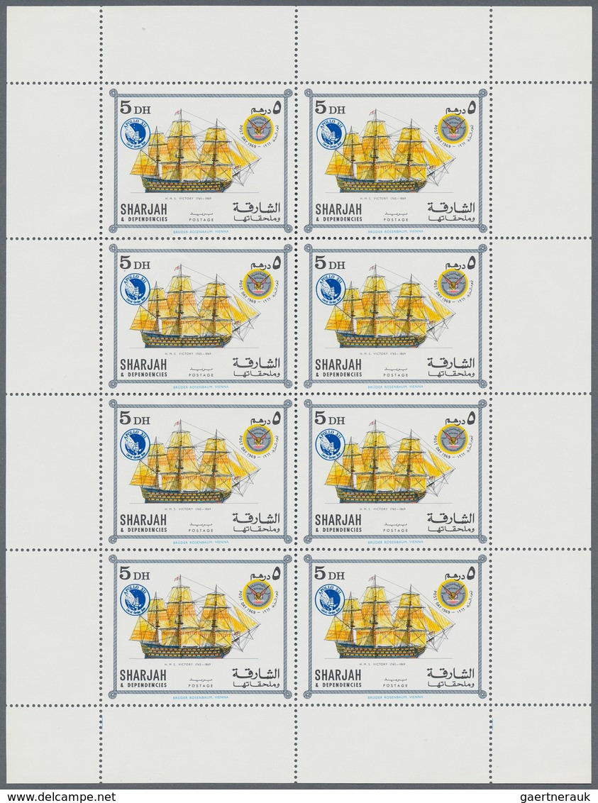 24026 Schardscha / Sharjah: 1969, Sailing Ships With Opt. Of Blue APOLLO 12 Emblem In An Investment Lot Wi - Sharjah