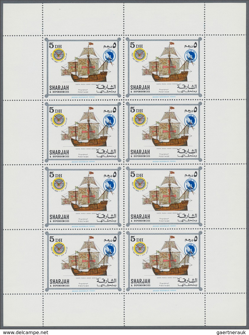 24026 Schardscha / Sharjah: 1969, Sailing Ships With Opt. Of Blue APOLLO 12 Emblem In An Investment Lot Wi - Sharjah