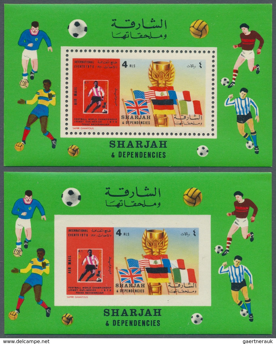 24032 Schardscha / Sharjah: 1970, Football World Championships Large Lot With 395 Miniature Sheets With Di - Sharjah