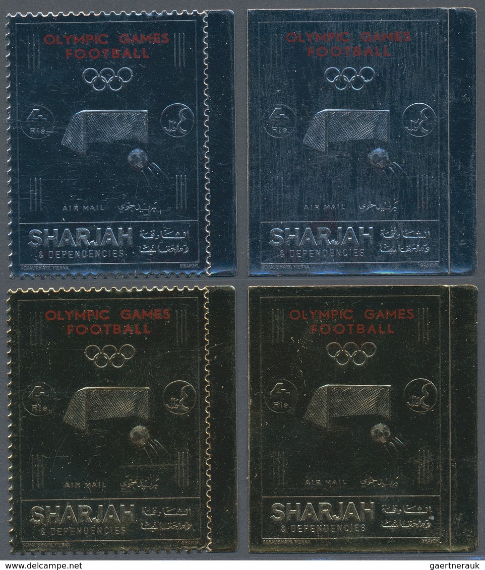 24038 Schardscha / Sharjah: 1972, Olympic Games Munich 'FOOTBALL' Gold And Silver Foil Stamps Investment L - Sharjah