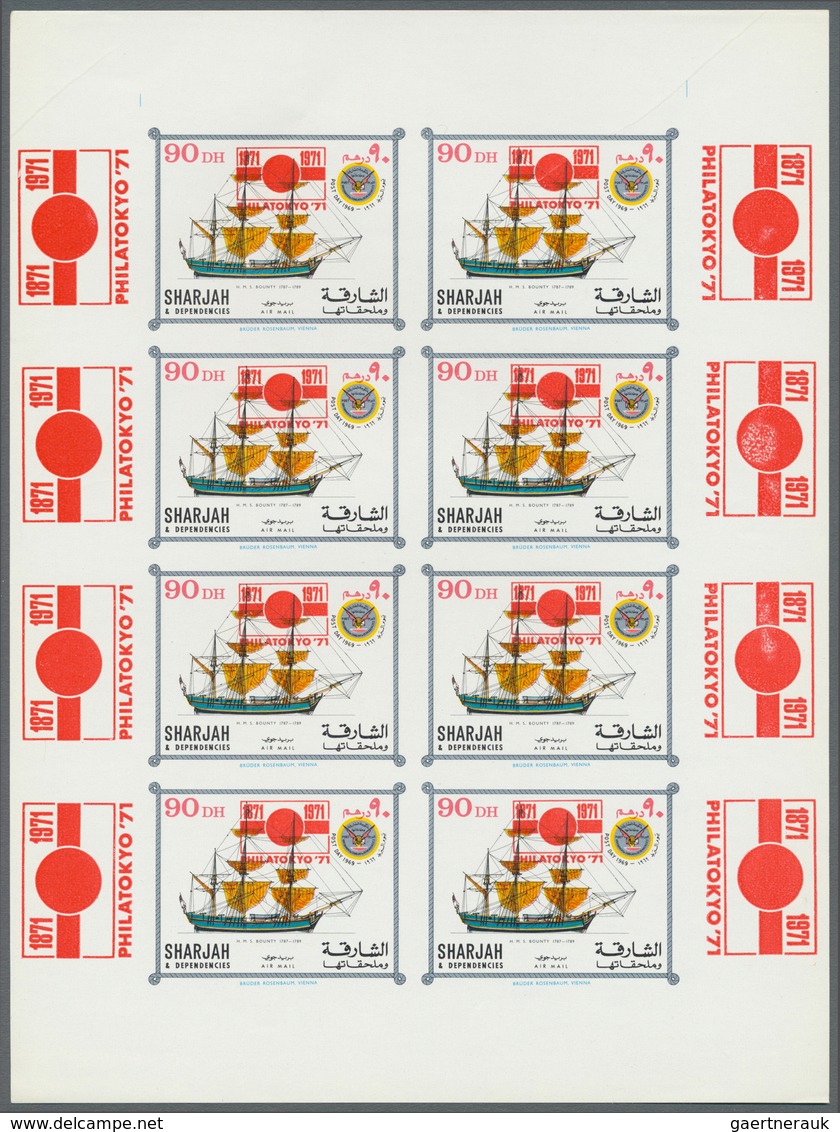 24042 Schardscha / Sharjah: 1972, Sailing Ships With Opt. Of Red PHILATOKYO '71 Emblem On Stamps And In Ma - Sharjah