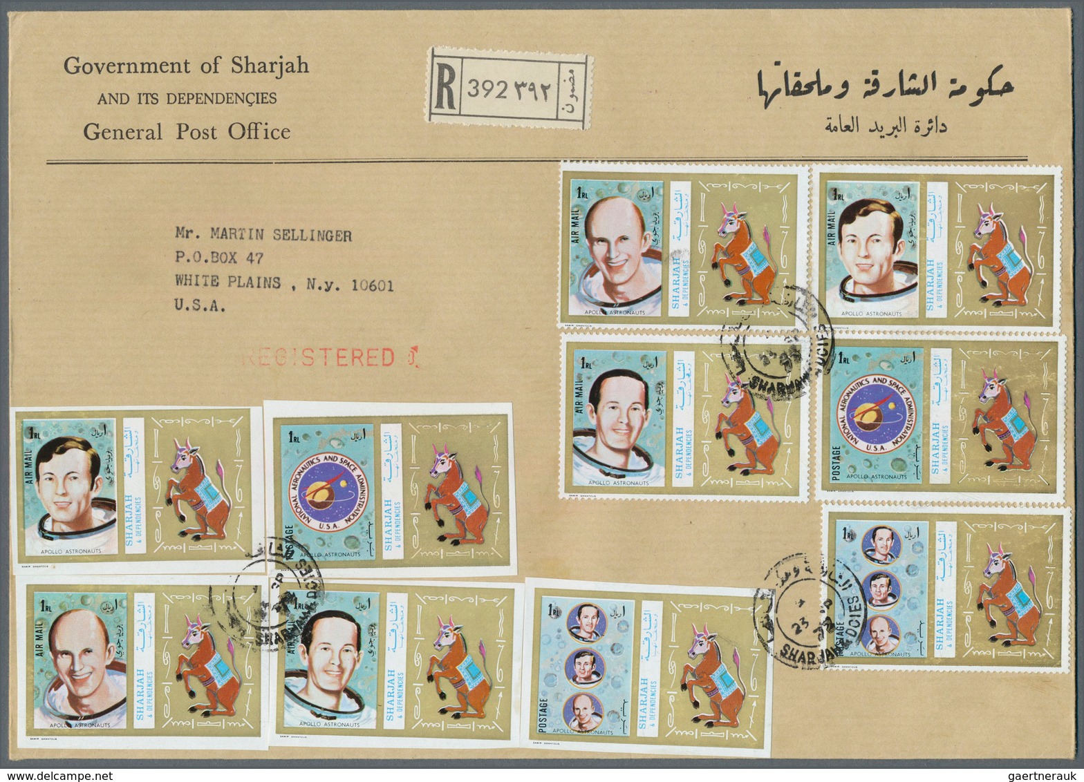 24043 Schardscha / Sharjah: 1972, SPACE, Group Of 19 Covers Addressed To USA, Bearing Atractive Thematic F - Sharjah