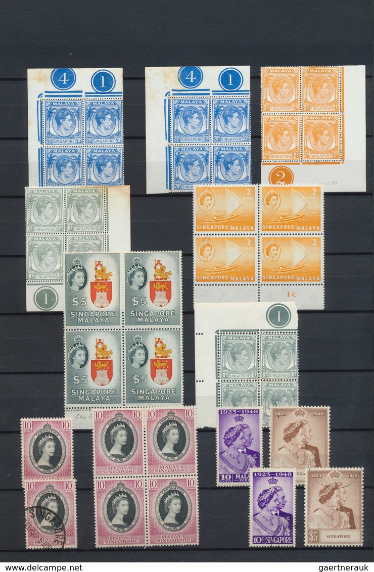 24054 Singapur: 1948/1955, Mint And Used Assortment Incl. KGVI Definitves, 1948 Silver Wedding U/m And Use - Singapour (...-1959)