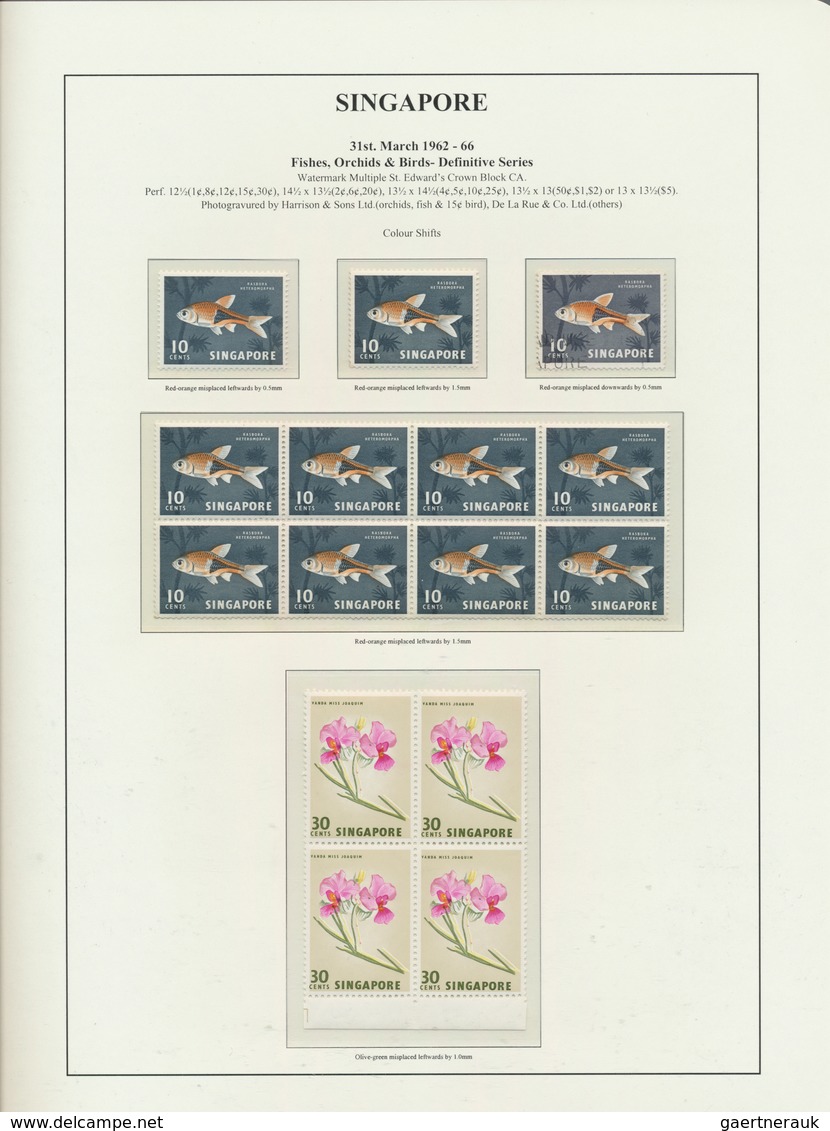 24059 Singapur: 1962/1969, Definitives "Fishes, Orchids & Birds", Deeply Specialised Collection Of Apprx. - Singapour (...-1959)