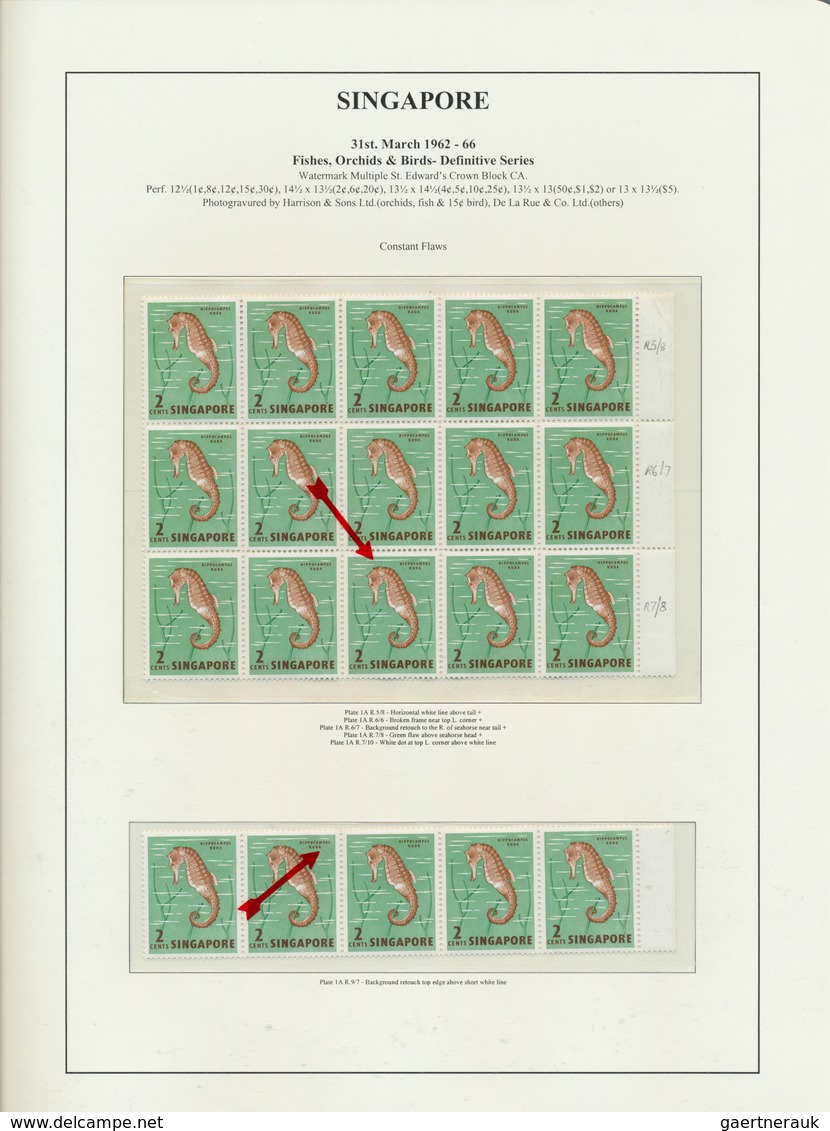 24059 Singapur: 1962/1969, Definitives "Fishes, Orchids & Birds", Deeply Specialised Collection Of Apprx. - Singapour (...-1959)