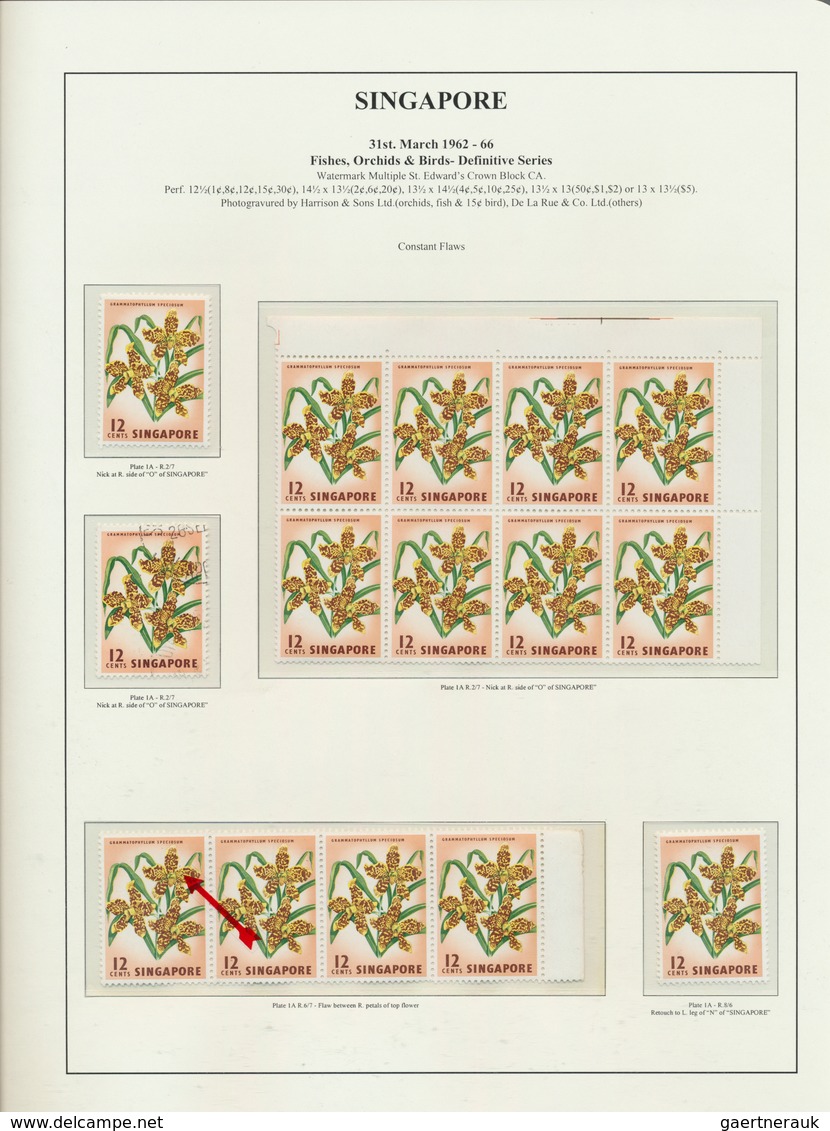 24059 Singapur: 1962/1969, Definitives "Fishes, Orchids & Birds", Deeply Specialised Collection Of Apprx. - Singapour (...-1959)