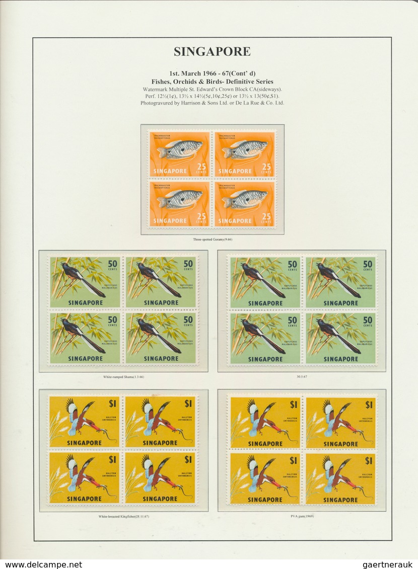 24059 Singapur: 1962/1969, Definitives "Fishes, Orchids & Birds", deeply specialised collection of apprx.