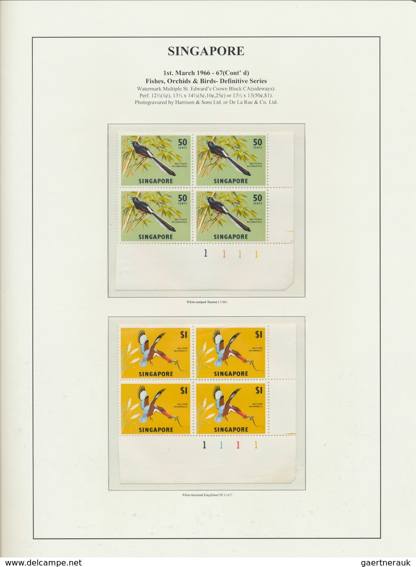 24059 Singapur: 1962/1969, Definitives "Fishes, Orchids & Birds", deeply specialised collection of apprx.