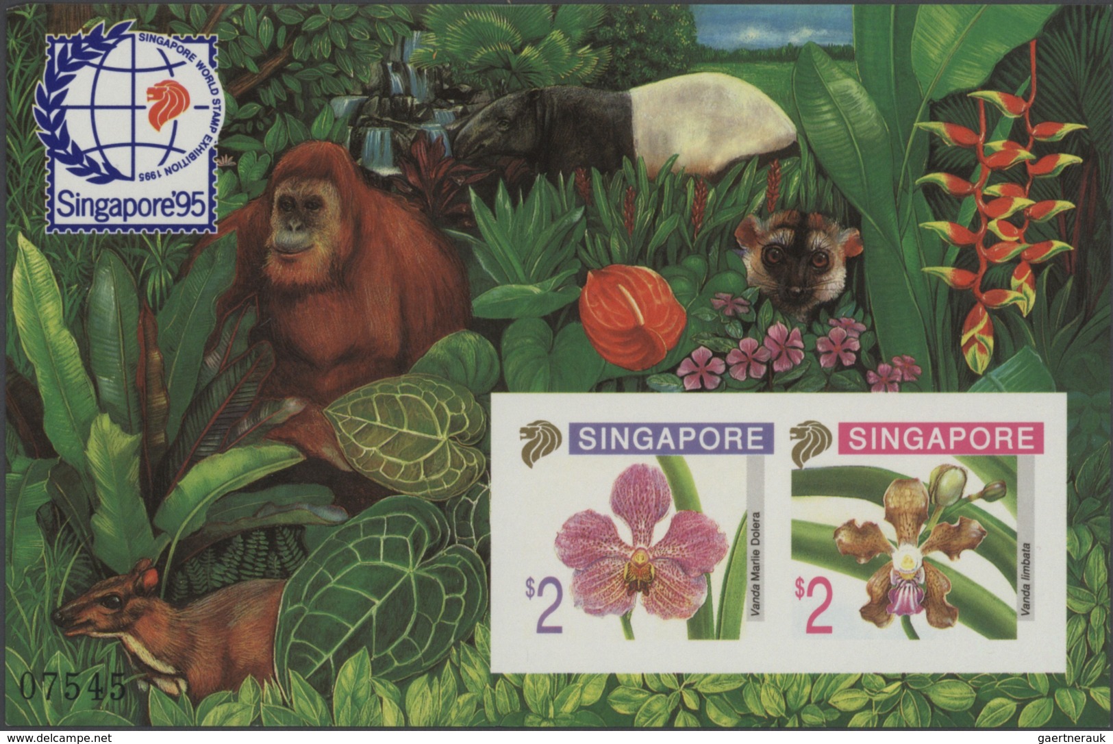 24075 Singapur: 1995, Stamp Exhibition SINGAPORE '95 ("Orchids"), IMPERFORATE Souvenir Sheet, Lot Of 100 P - Singapour (...-1959)