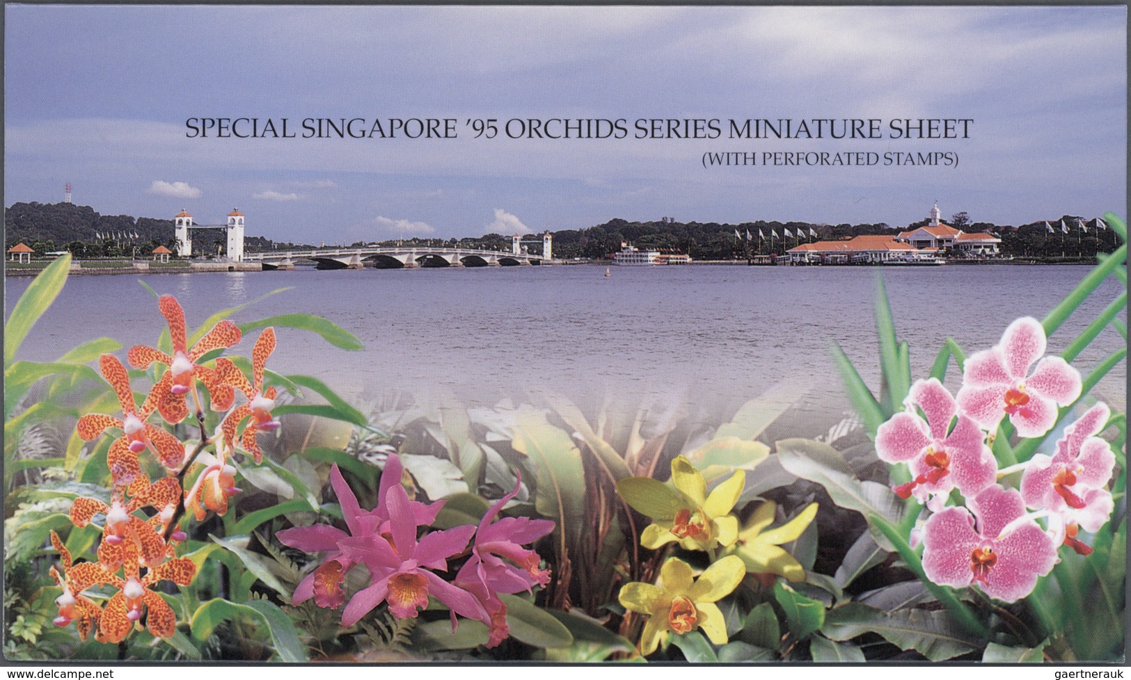 24086 Singapur: 1995, Stamp Exhibition SINGAPORE '95 ("Orchids"), Special Souvenir Sheet With Orange Sheet - Singapour (...-1959)