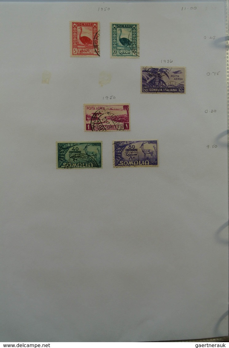 24093 Somalia: 1905-1968. MNH, mint hinged and used collection Somalia 1905-1968 in album. Collection incl