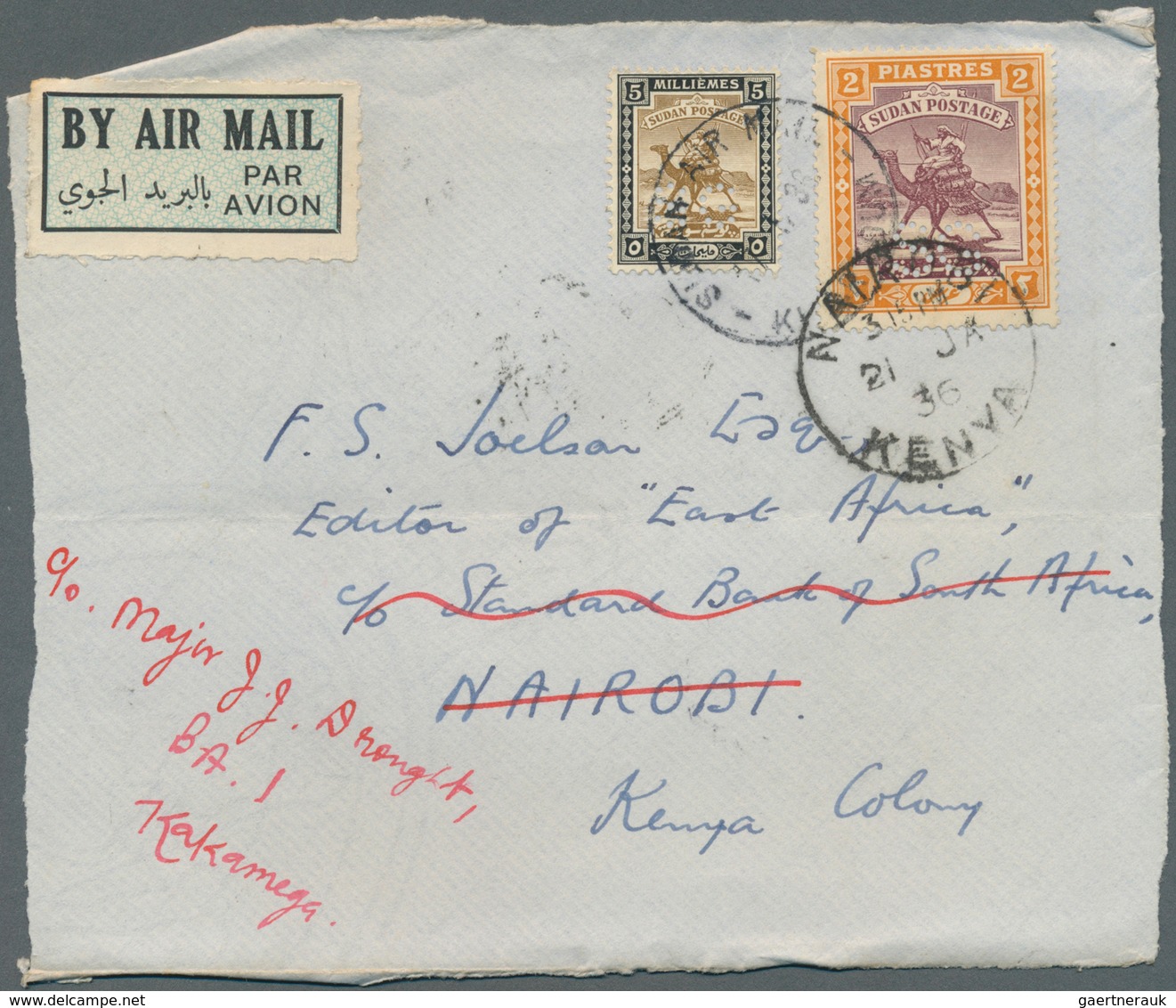 24108 Sudan - Dienstmarken Regierung: 1936/49, airmail covers to London franked up to 10 Sh (5), plus fron
