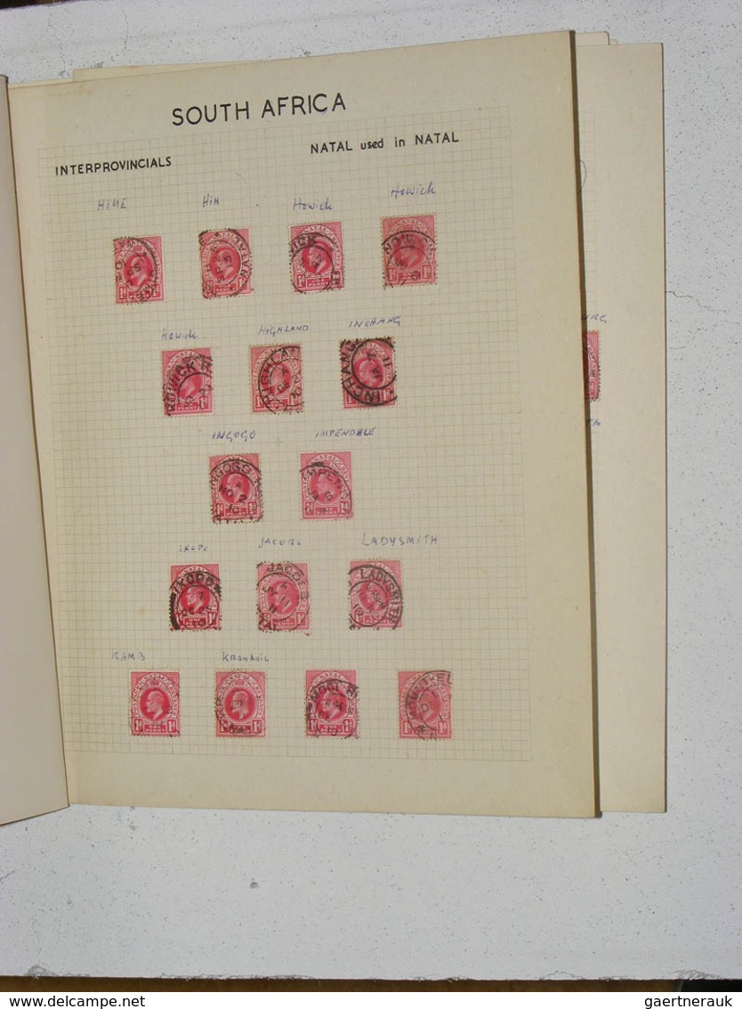 24115 Natal: Folder with a small cancel collection of Natal on blanc albumpages. Contains ca. 120 stamps.