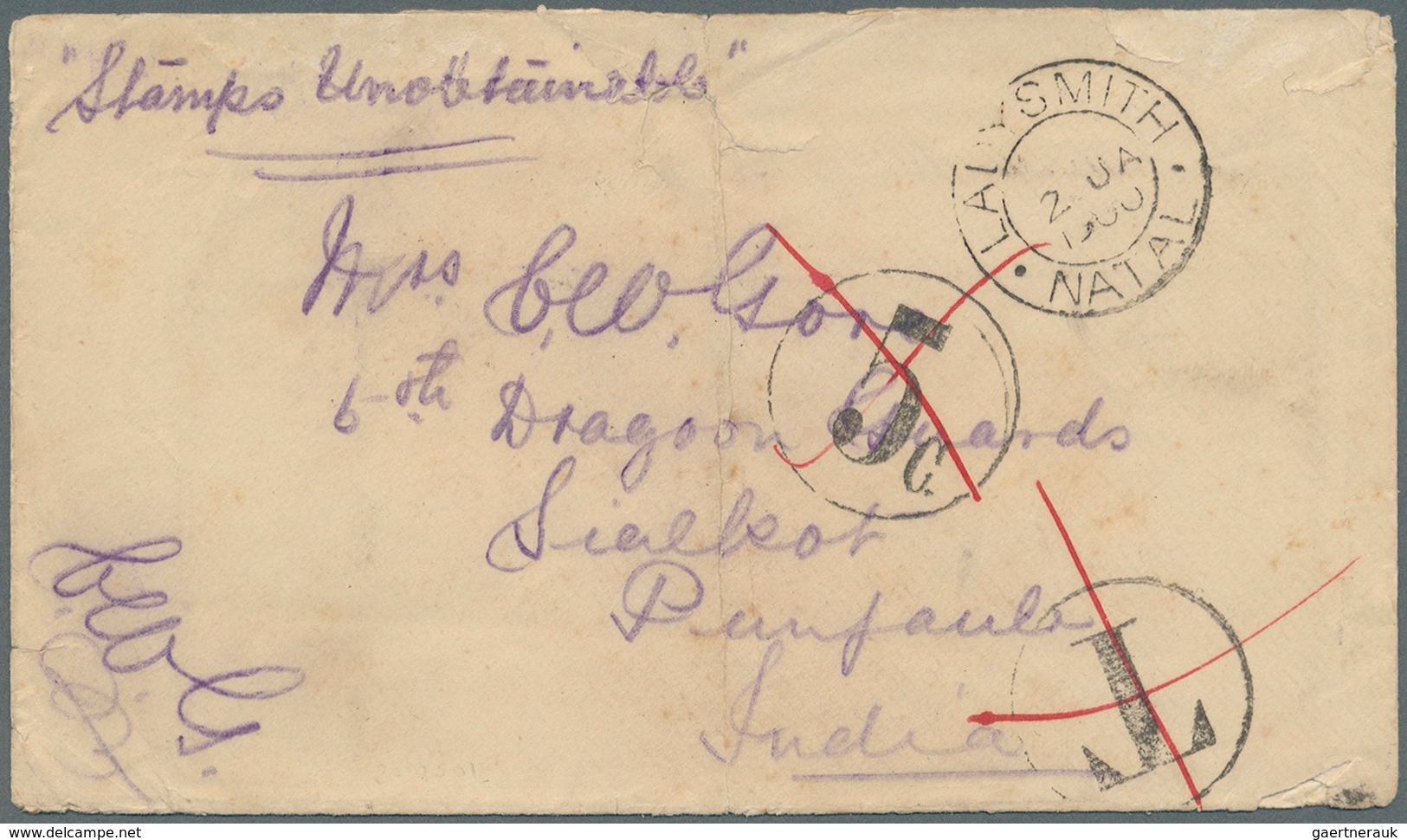 24116 Natal: 1900/1904, Lot Of Six Better Entires: Two Field Post Covers Boer War With Interesting Endosem - Natal (1857-1909)