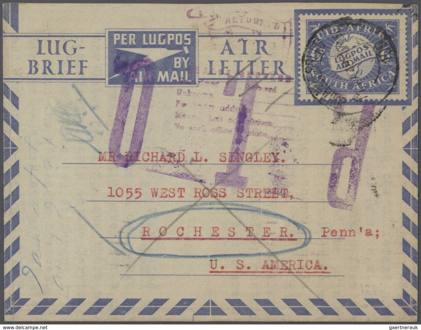 24131 Südafrika: 1945/80 (ca.), AEROGRAMMES: Duplicated Accumulation Of About 280 Airletters, Lettercards - Autres & Non Classés