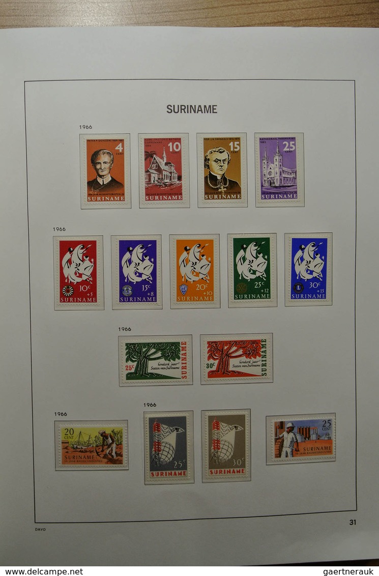 24150 Surinam: 1873-2000. Mostly MNH collection Surinam 1872-2000 in 2 Davo albums. Collection is till 194