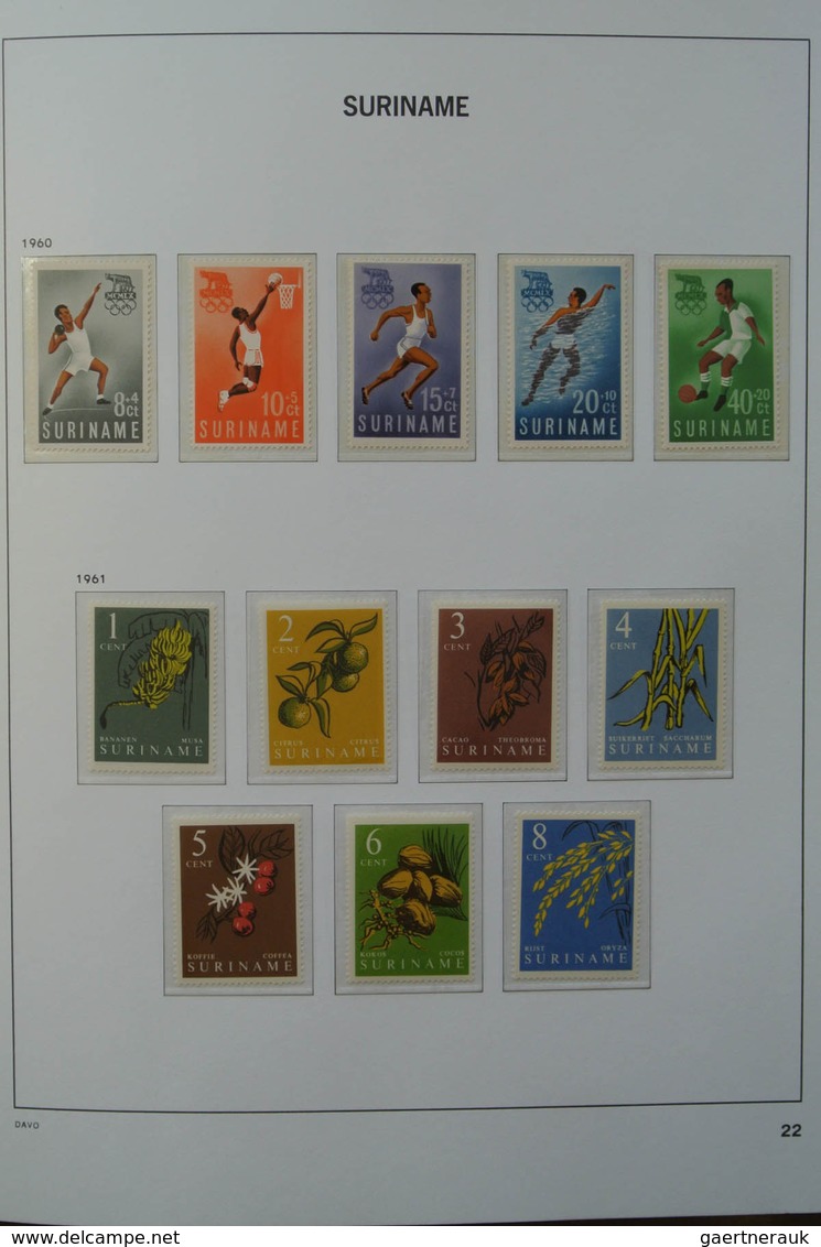 24152 Surinam: 1927-1975. MNH and mint hinged, almost complete collection Surinam 1927-1975 in Davo luxe a