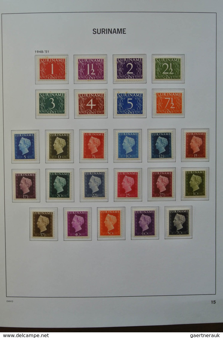 24152 Surinam: 1927-1975. MNH and mint hinged, almost complete collection Surinam 1927-1975 in Davo luxe a