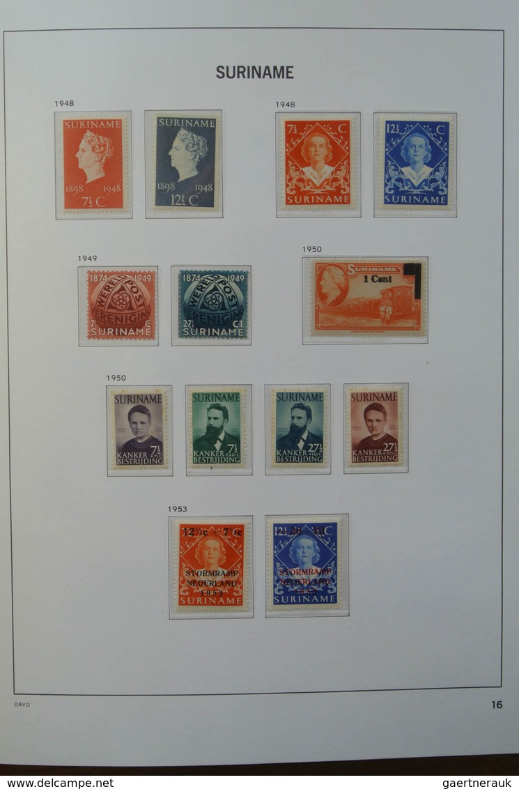 24152 Surinam: 1927-1975. MNH and mint hinged, almost complete collection Surinam 1927-1975 in Davo luxe a