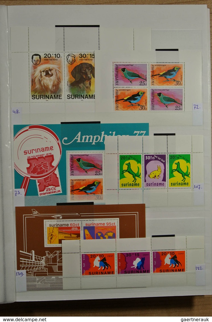 24153 Surinam: 1975-1994. Small Box With Stockpages With A MNH Stock Republic Of Surinam 1975-1994. Cat. V - Surinam ... - 1975