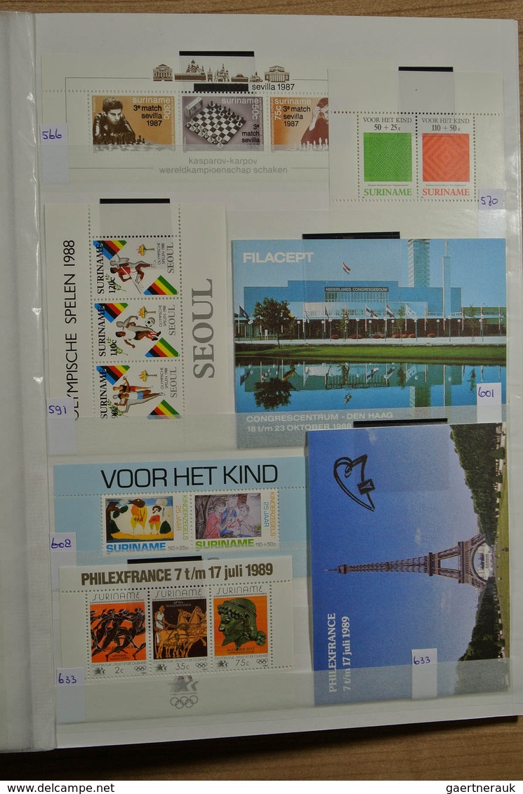 24153 Surinam: 1975-1994. Small box with stockpages with a MNH stock Republic of Surinam 1975-1994. Cat. v