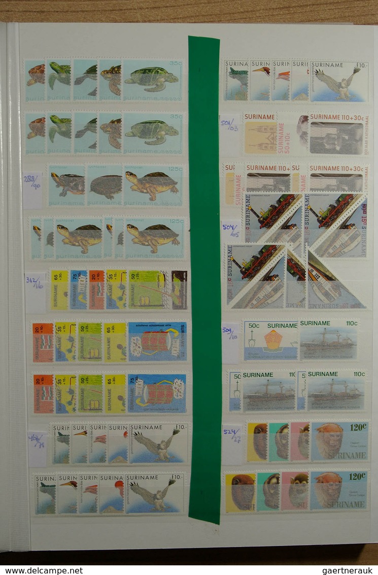 24153 Surinam: 1975-1994. Small box with stockpages with a MNH stock Republic of Surinam 1975-1994. Cat. v