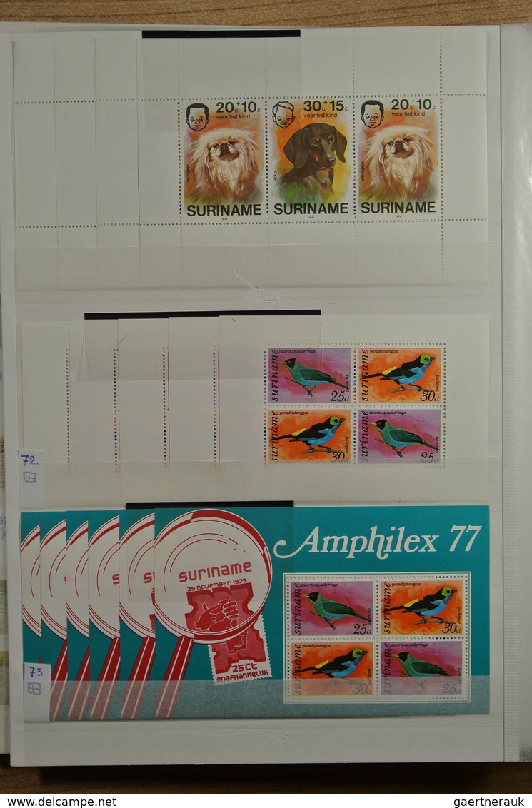 24153 Surinam: 1975-1994. Small box with stockpages with a MNH stock Republic of Surinam 1975-1994. Cat. v