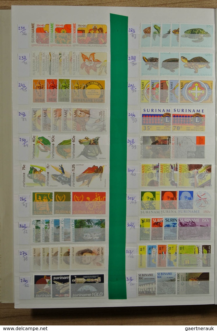 24153 Surinam: 1975-1994. Small box with stockpages with a MNH stock Republic of Surinam 1975-1994. Cat. v