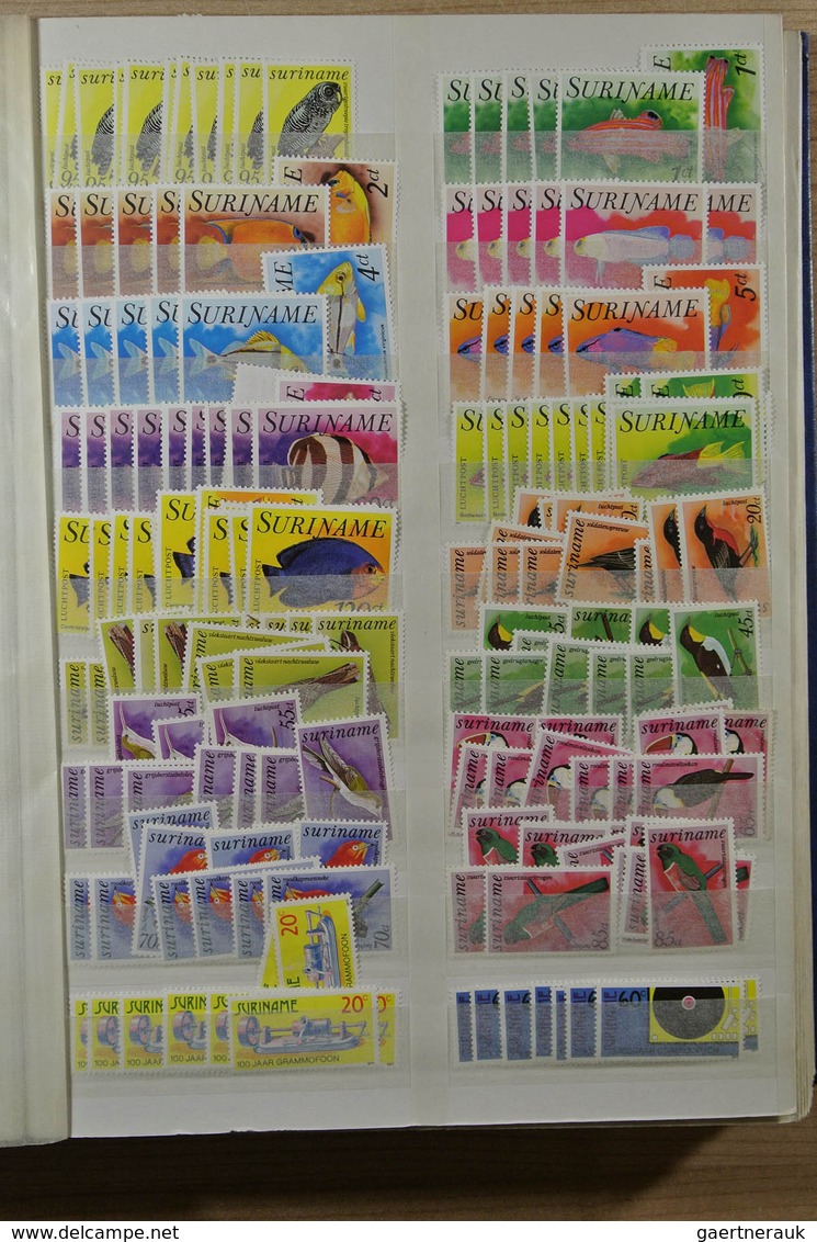 24154 Surinam: 1975-1992. Stockbook with an extensive, mostly MNH stock of Republic Surinam 1975-1992. Ver